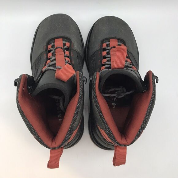 Simms Tributary Wading Boots Men's 8 Brown 12mm Felt Sole Lace Up Fishing Shoes - Picture 6 of 15